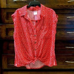 Juniors short sleeve tie front shirt size medium